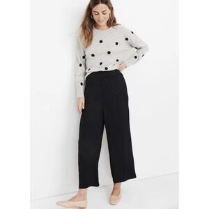 Madewell Drapey Jacquard Huston Pull‎ On Crop Pants Polka Dot Wide Leg Black S